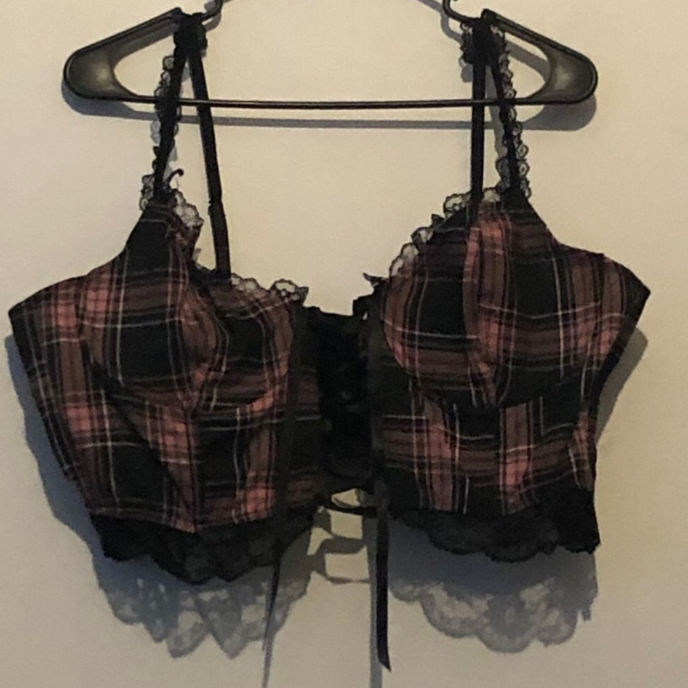 Widow dollskill pink plaid ruffle corset top sz xxl - Picture 4 of 11